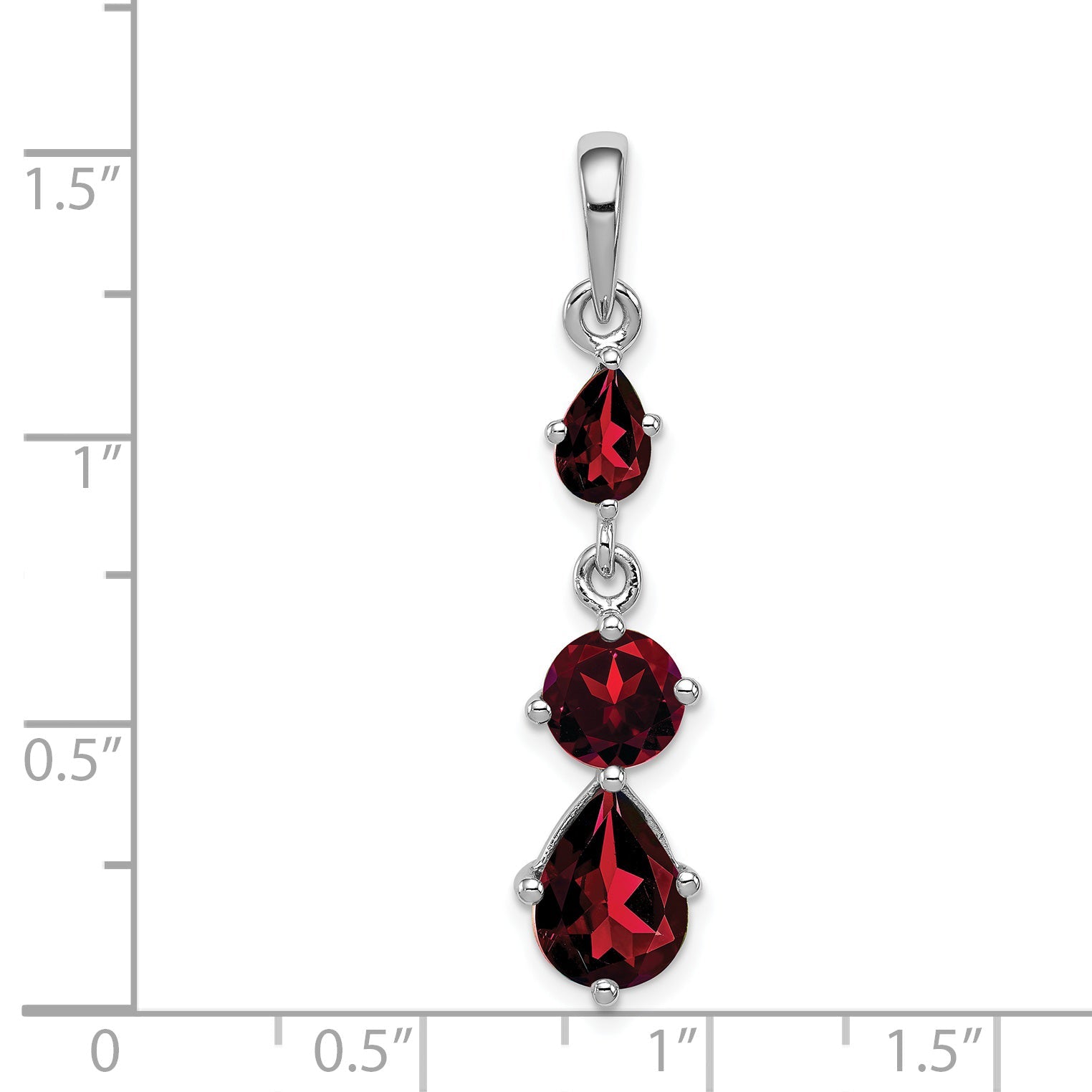 Sterling Silver Rhodium-Plated Garnet Pendant