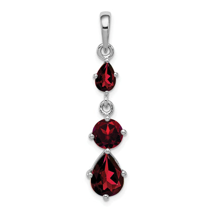 Sterling Silver Rhodium-Plated Garnet Pendant