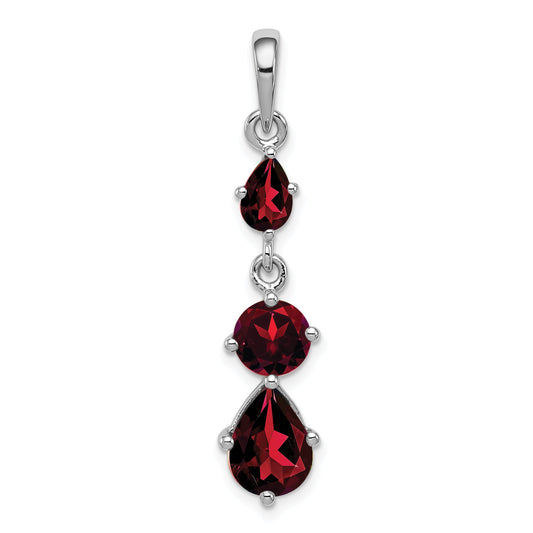 Sterling Silver Rhodium-Plated Garnet Pendant