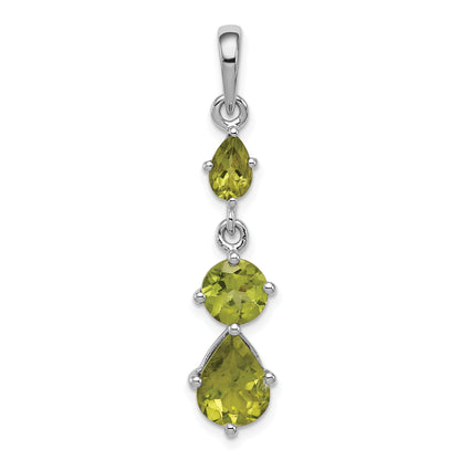 Sterling Silver Rhodium-Plated Peridot Pendant