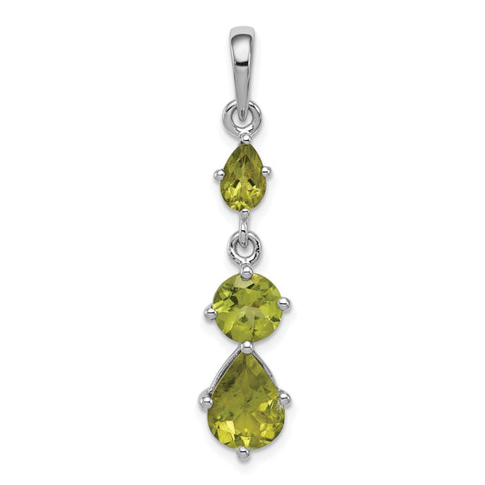 Sterling Silver Rhodium-Plated Peridot Pendant