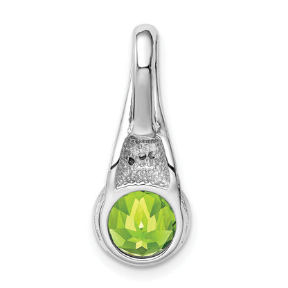 Sterling Silver Rhodium-Plated Cz And Peridot Pendant