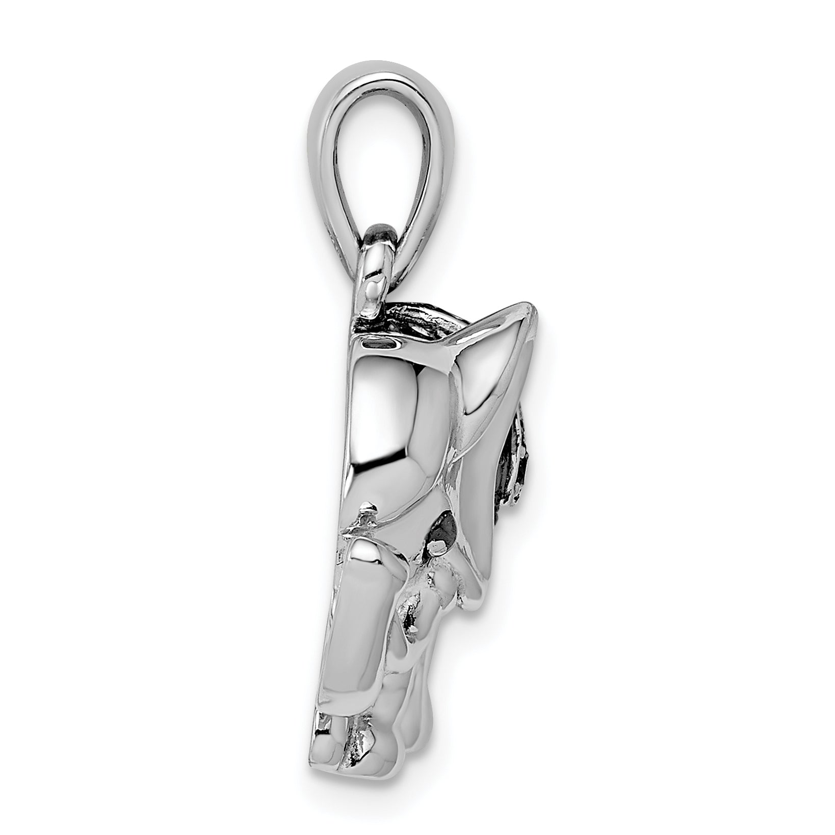 Sterling Silver Rhodium Polished Rhodolite Garnet Elephant Pendant