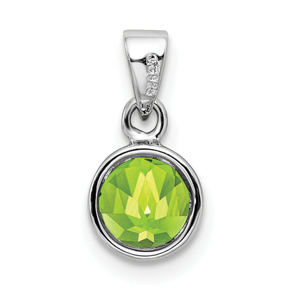 Sterling Silver Rhodium-Plated Polished Peridot Round Pendant