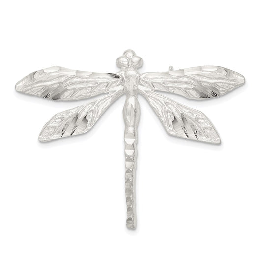 Sterling Silver Satin Finish Diamond Cut Dragon Fly Pin