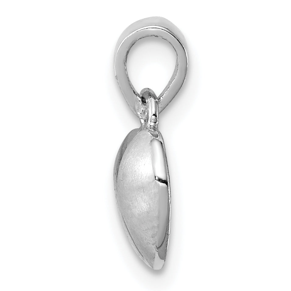 Sterling Silver Rhodium-Plated Polished & Satin Heart Pendant
