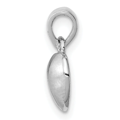 Sterling Silver Rhodium-Plated Polished & Satin Heart Pendant