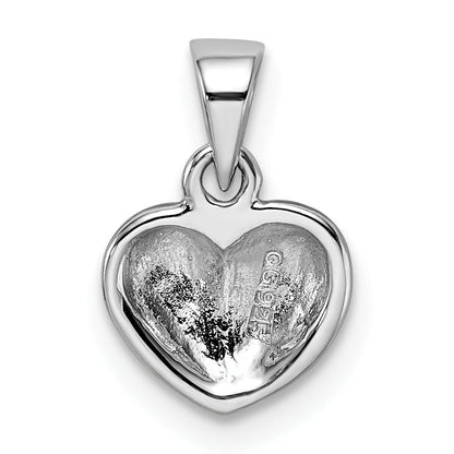 Sterling Silver Rhodium-Plated Polished & Satin Heart Pendant