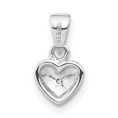 Sterling Silver Polished & Satin Cz Heart Pendant
