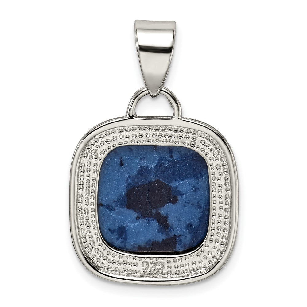Sterling Silver Rhodium-Plated Sodalite Stone Pendant