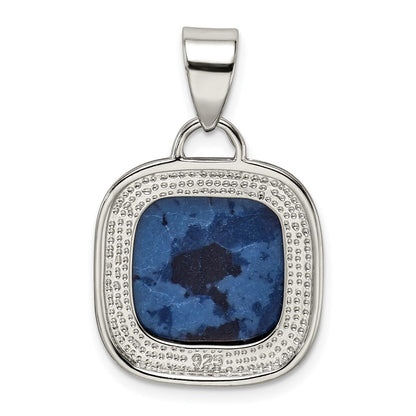 Sterling Silver Rhodium-Plated Sodalite Stone Pendant