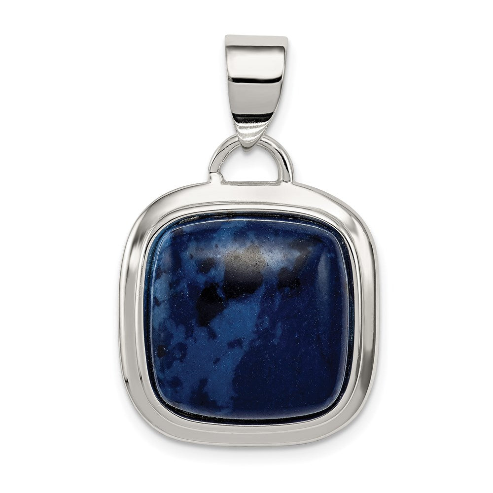 Sterling Silver Rhodium-Plated Sodalite Stone Pendant