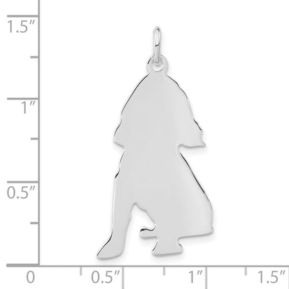 Sterling Silver Polished Engraveable Small Cocker Spaniel Disc Charm