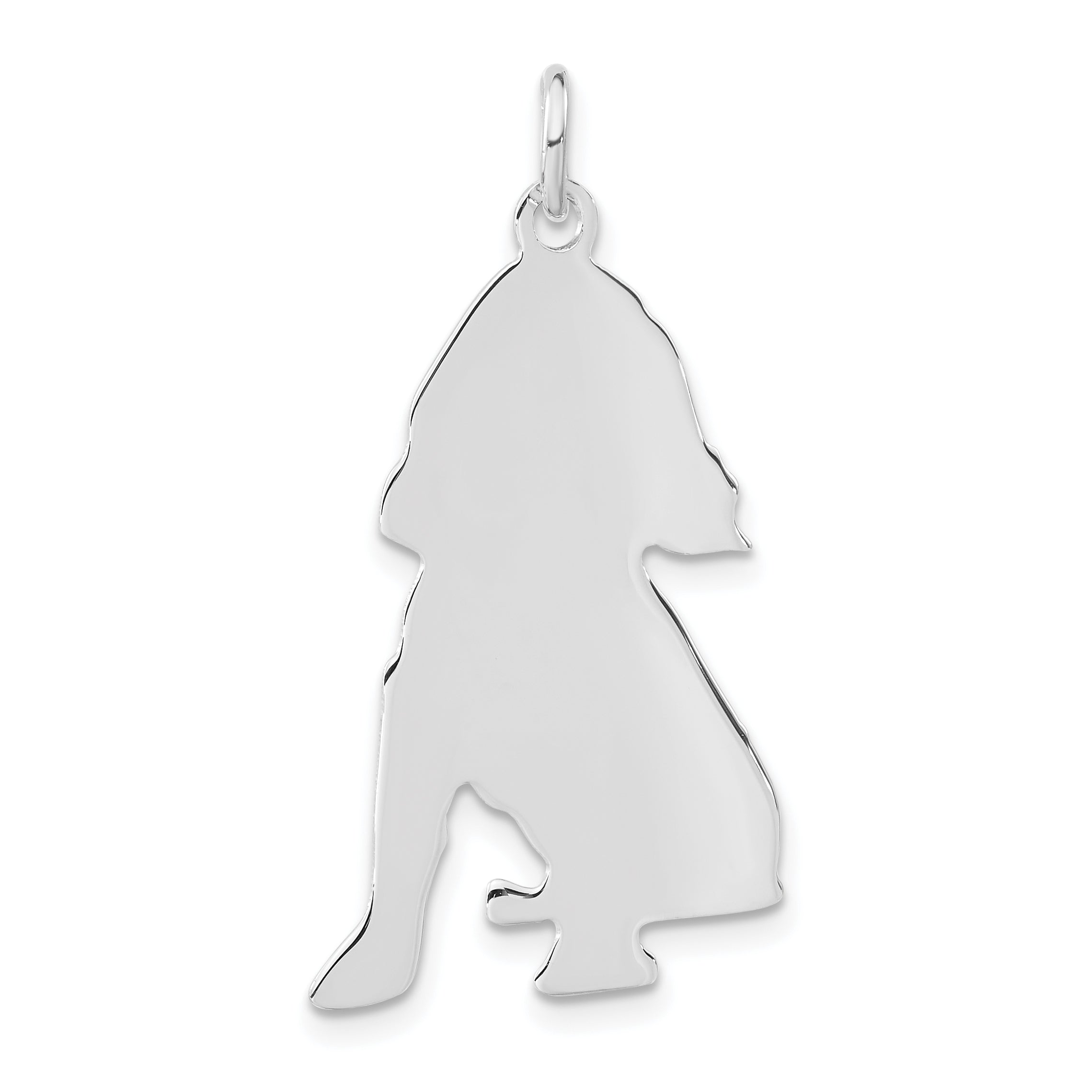 Sterling Silver Polished Engraveable Small Cocker Spaniel Disc Charm