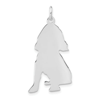 Sterling Silver Polished Engraveable Small Cocker Spaniel Disc Charm