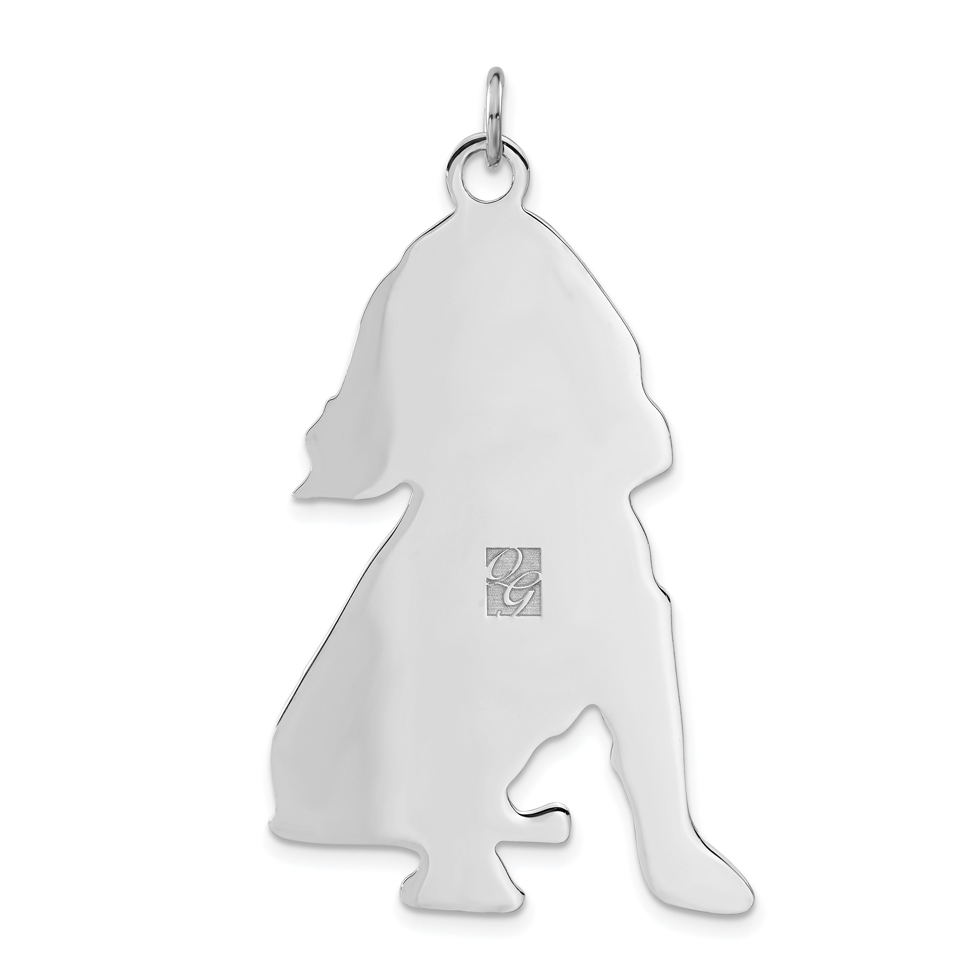 Sterling Silver Polished Engraveable Medium Cocker Spaniel Disc Charm