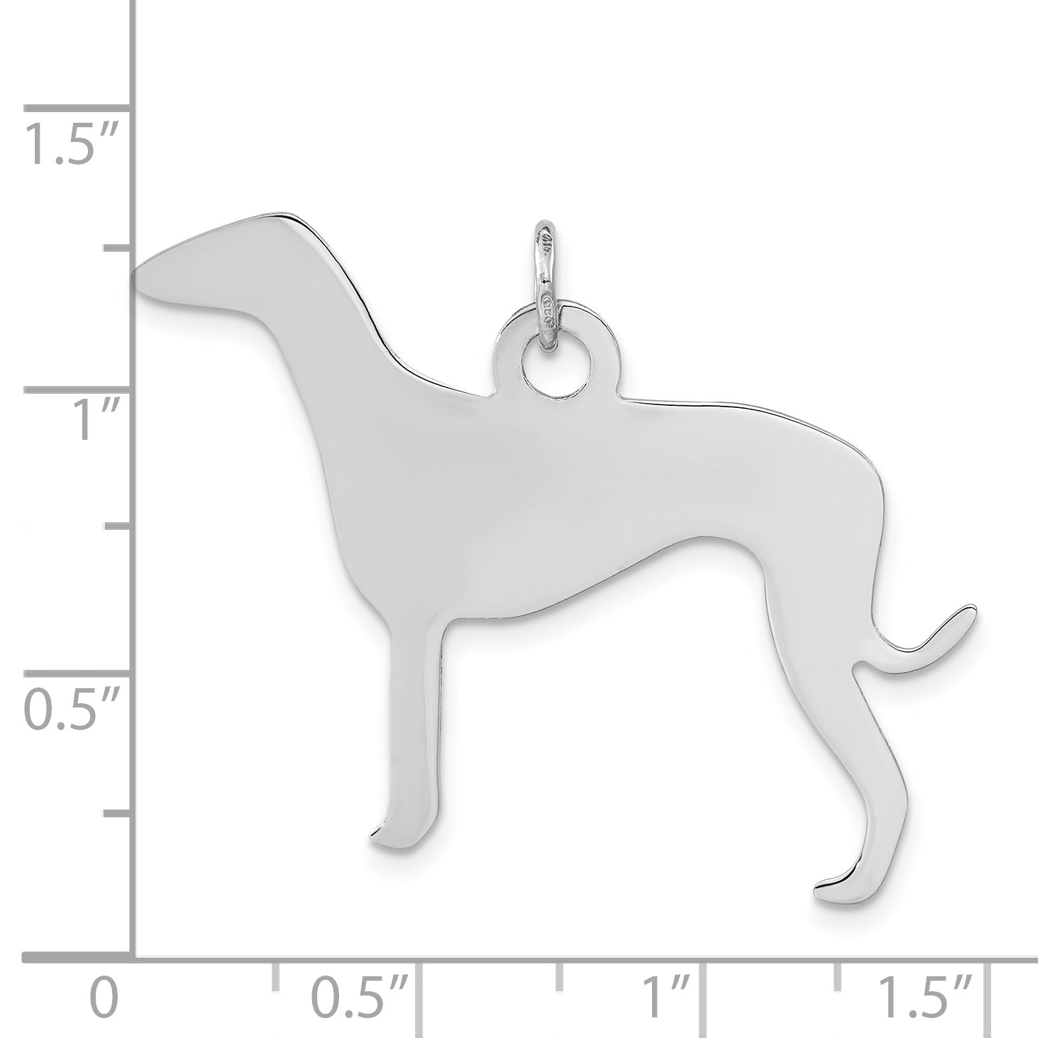 Sterling Silver Polished Engraveable Small Grey Hound Disc Charm