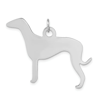 Sterling Silver Polished Engraveable Small Grey Hound Disc Charm