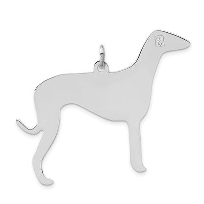Sterling Silver Polished Engraveable Medium Grey Hound Disc Charm