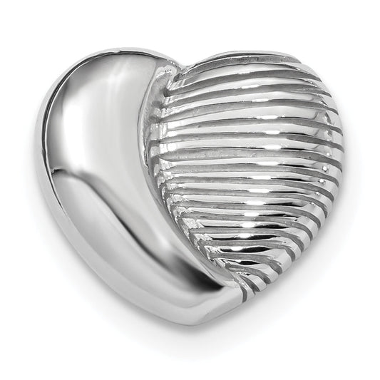 Sterling Silver Rhodium-Plated Heart Chain Slide