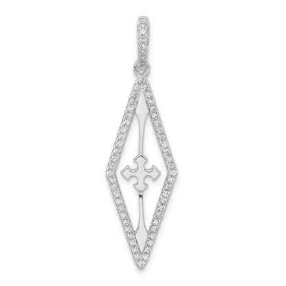 Sterling Silver Rhodium-Plated Fancy Cz Pendant