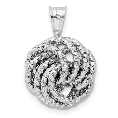 Sterling Silver Rhodium-Plated Textured Love Knot Pendant