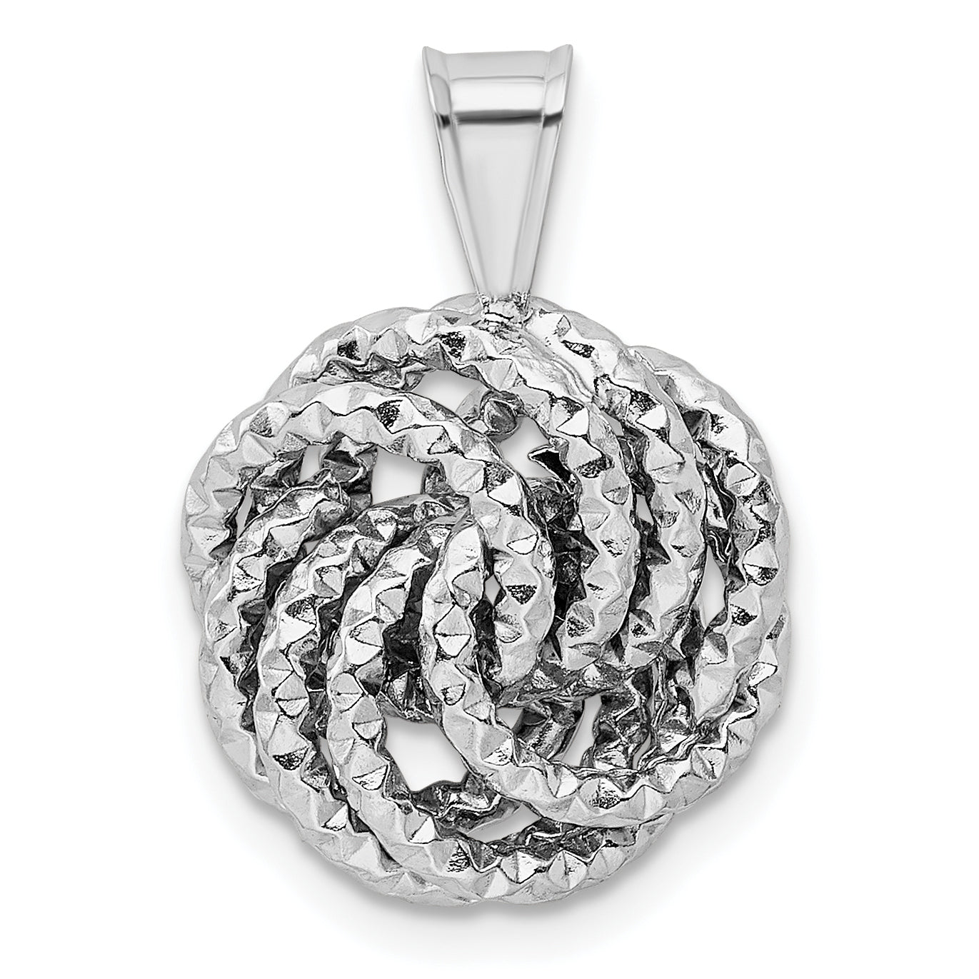 Sterling Silver Rhodium-Plated Textured Love Knot Pendant