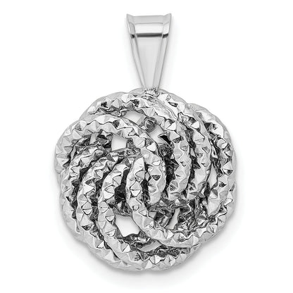 Sterling Silver Rhodium-Plated Textured Love Knot Pendant