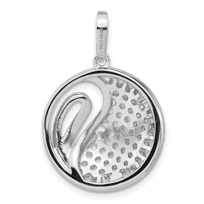 Sterling Silver Rhodium-Plated Polished Cz Circle Pendant