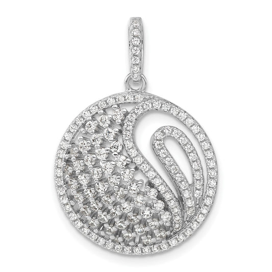 Sterling Silver Rhodium-Plated Polished Cz Circle Pendant