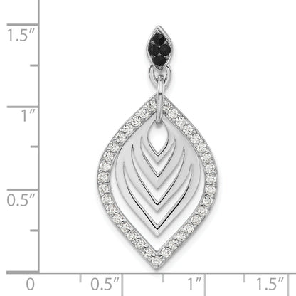 Sterling Silver Rhodium-Plated Polished Fancy Black Onyx & Cz Pendant