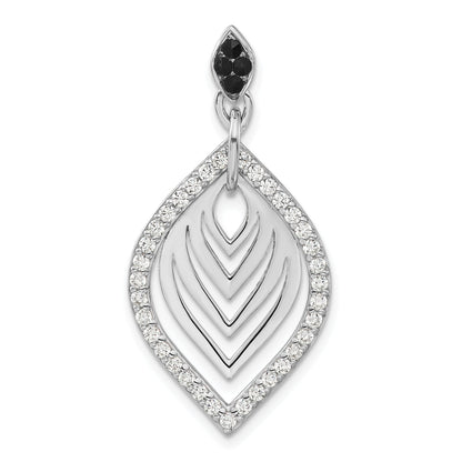Sterling Silver Rhodium-Plated Polished Fancy Black Onyx & Cz Pendant