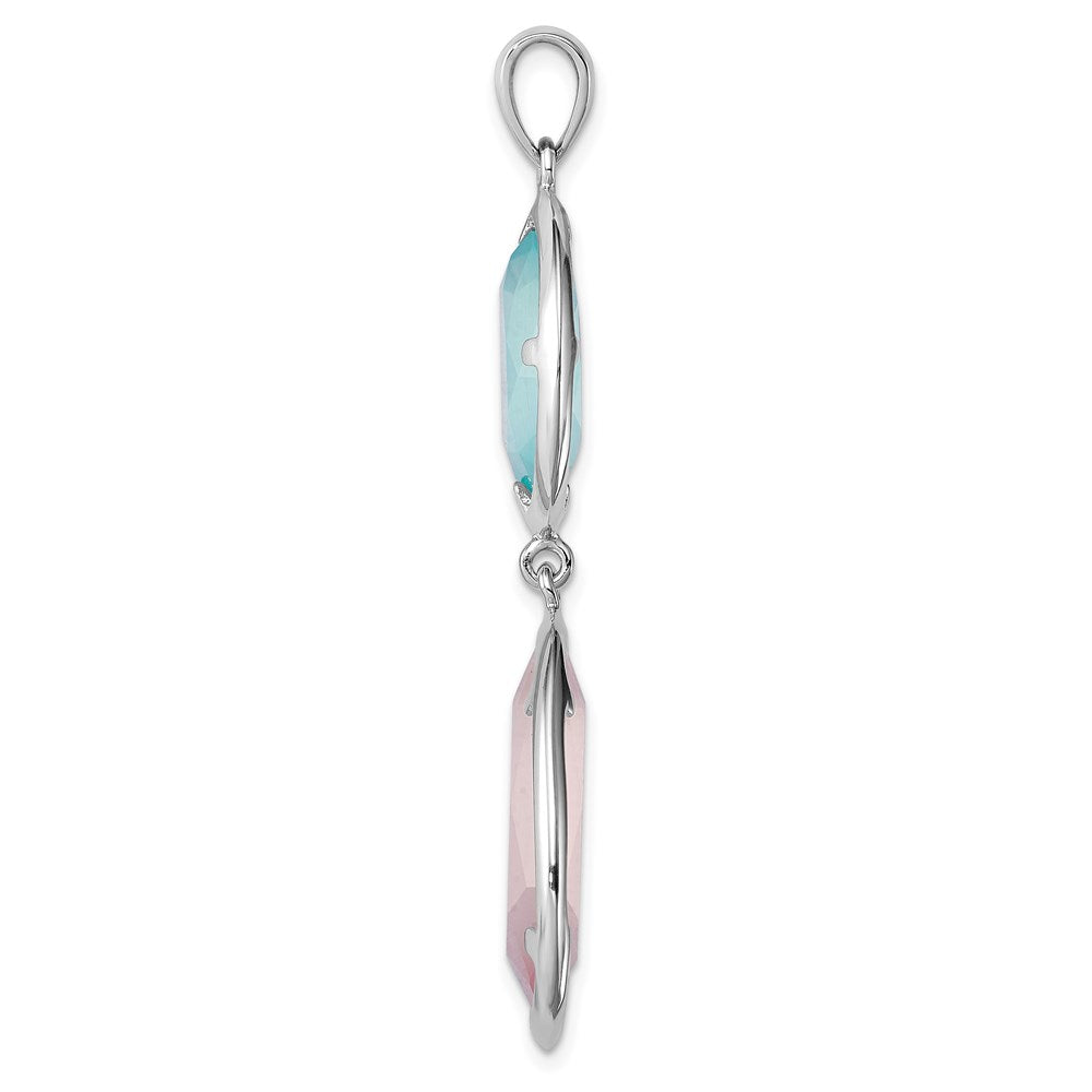 Sterling Silver Rhodium-Plated Pink/Blue Created Cats Eye Pendant
