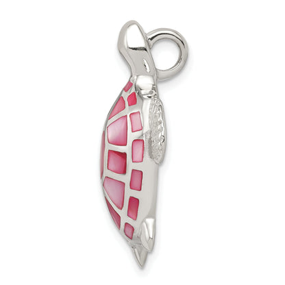 Sterling Silver Pink Mother Of Pearl Turtle Slide