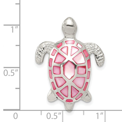 Sterling Silver Pink Mother Of Pearl Turtle Slide