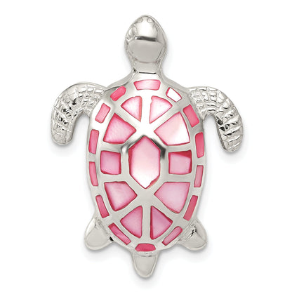 Sterling Silver Pink Mother Of Pearl Turtle Slide