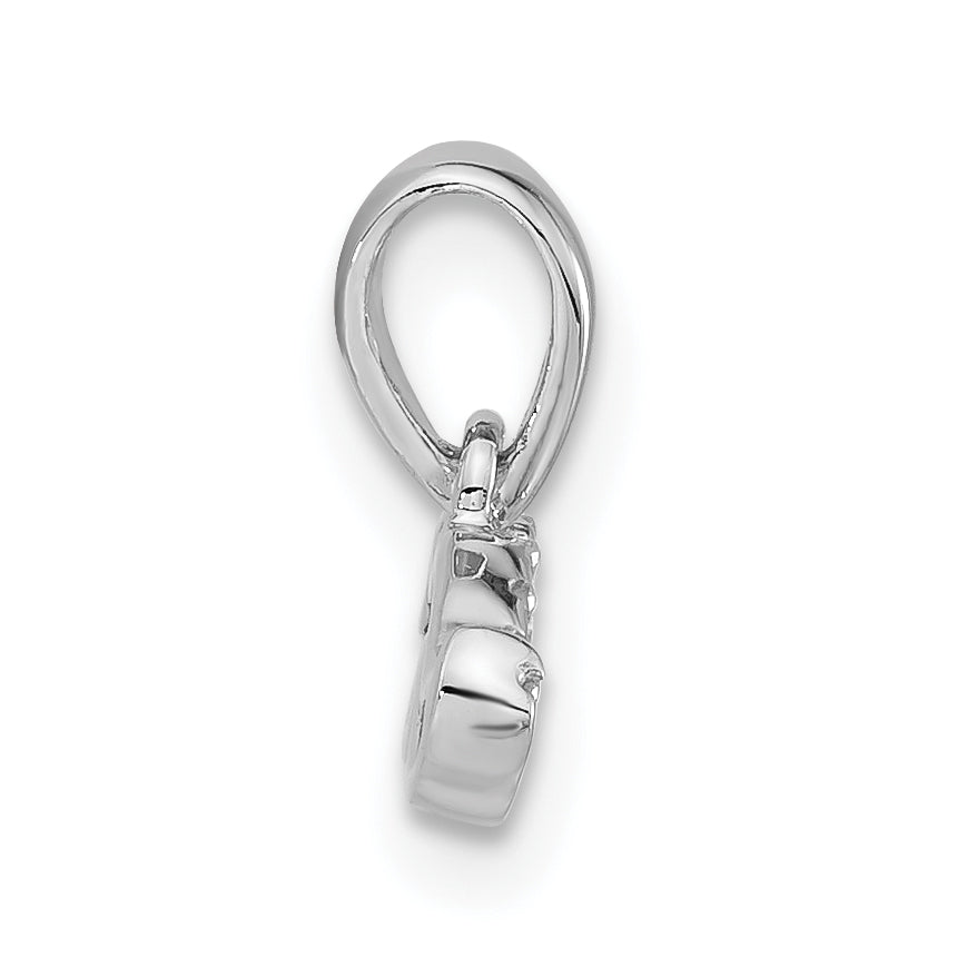 Sterling Silver Rhodium-Plated Polished Cz Mustache Pendant