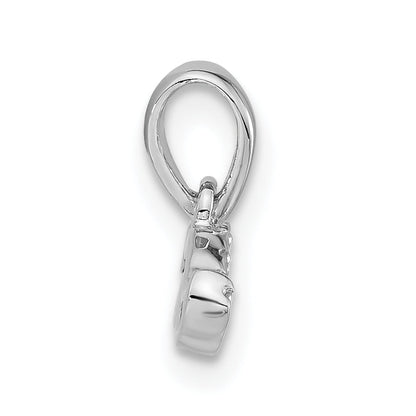 Sterling Silver Rhodium-Plated Polished Cz Mustache Pendant