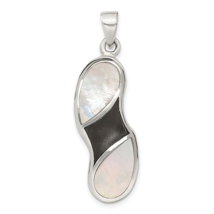 Sterling Silver Onyx And Mother Of Pearl Pendant