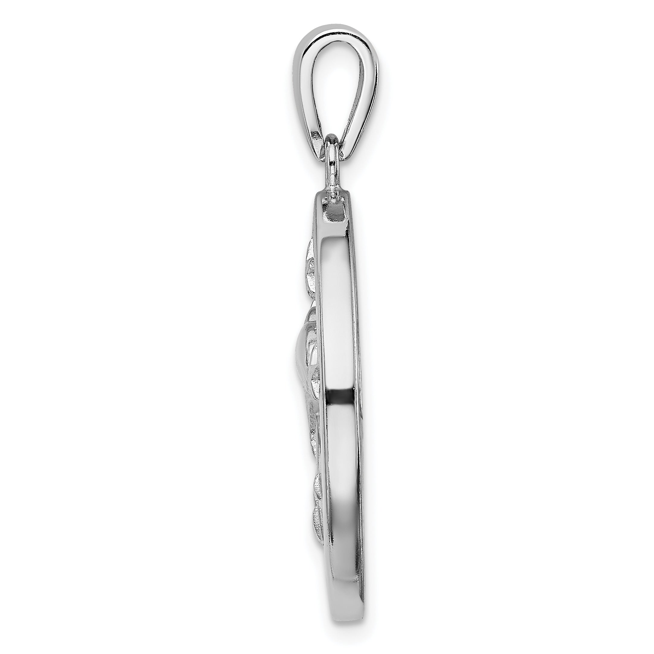 Sterling Silver Rhodium-Plated Blue Created Opal Dolphins Pendant