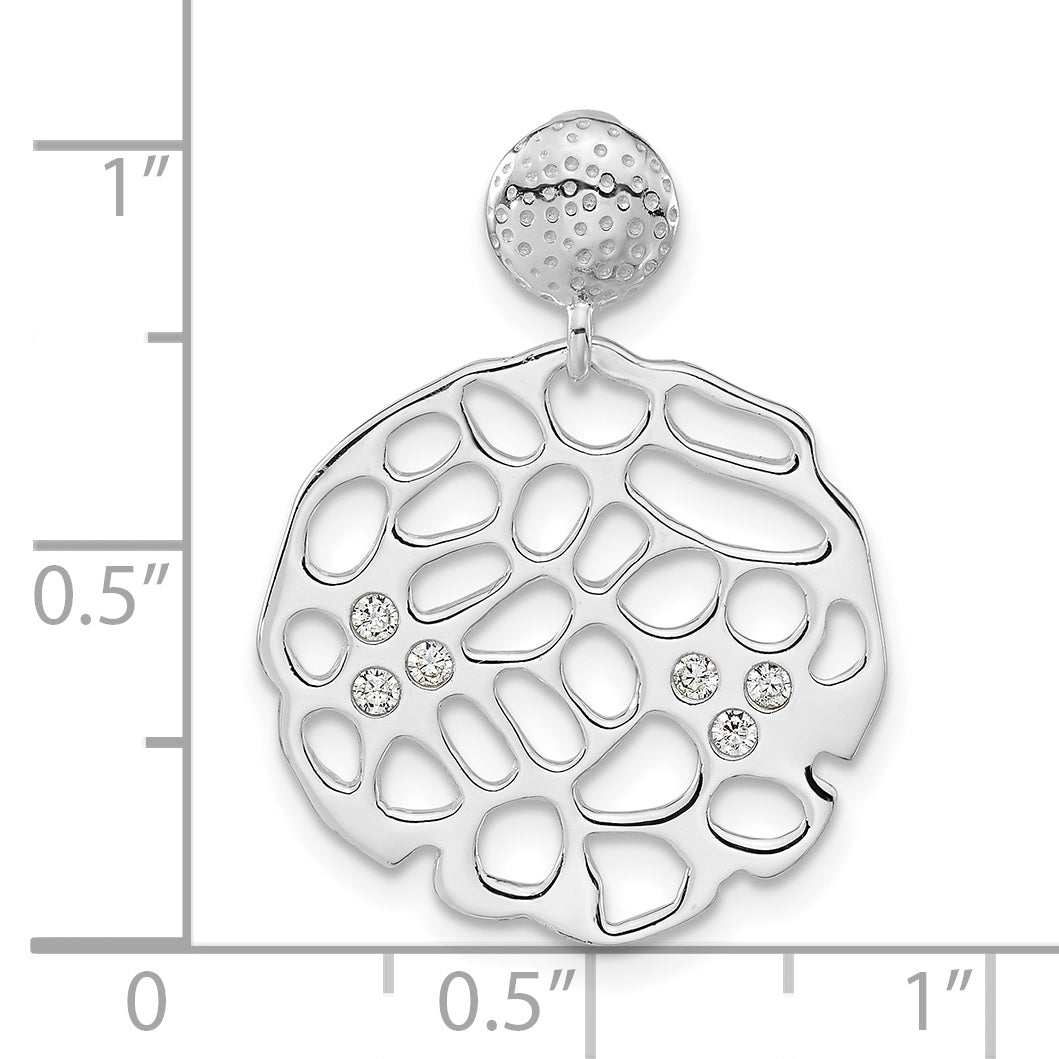 Sterling Silver Polished Fancy Cz Chain Slide Pendant