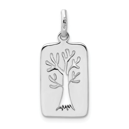 Sterling Silver Rhodium-Plated Polished Tree Cut-Out Charm