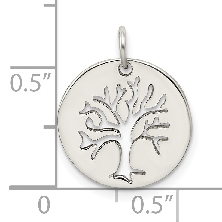 Sterling Silver Polished Tree Cut-Out Charm