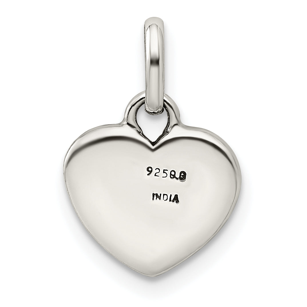 Sterling Silver Antiqued And Polished Hope Heart Charm