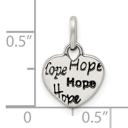 Sterling Silver Antiqued And Polished Hope Heart Charm
