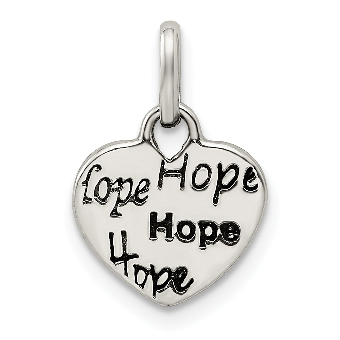 Sterling Silver Antiqued And Polished Hope Heart Charm