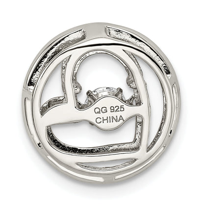 Sterling Silver Plat-Plate Rose-Tone Vibrant Swar Zirconia Heart Chain Slid