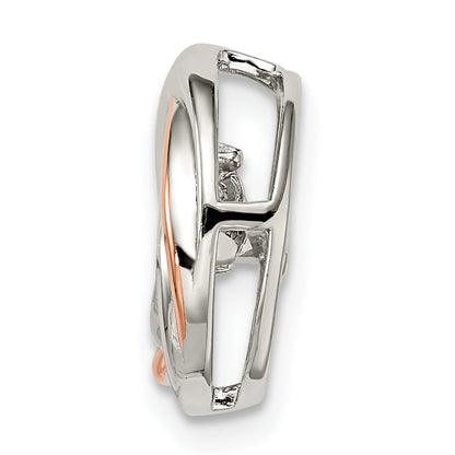 Sterling Silver Plat-Plate Rose-Tone Vibrant Swar Zirconia Chain Slide