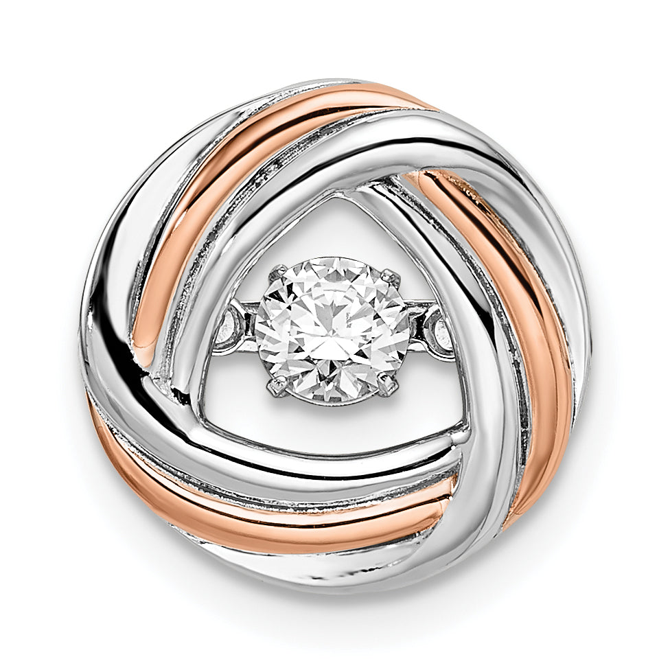 Sterling Silver Plat-Plate Rose-Tone Vibrant Swar Zirconia Chain Slide