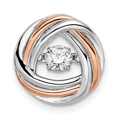 Sterling Silver Plat-Plate Rose-Tone Vibrant Swar Zirconia Chain Slide